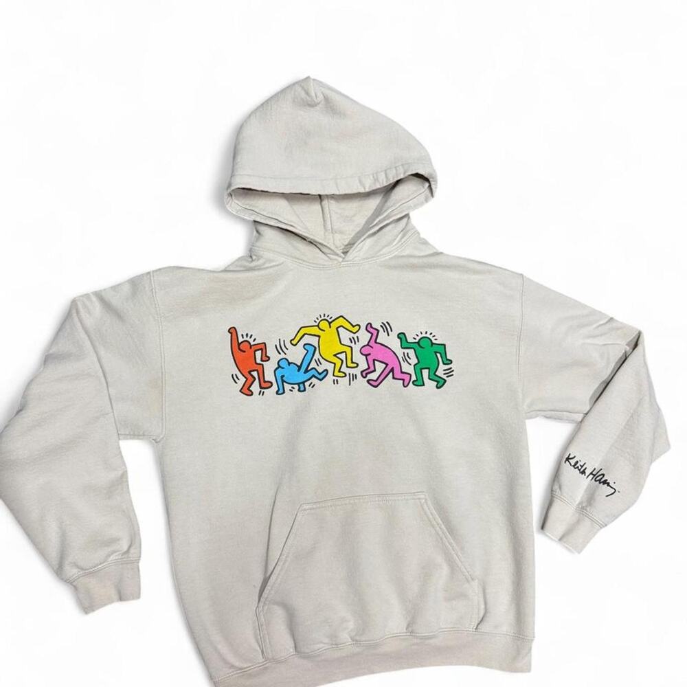 H&M Hoodie Beige Size Medium Keith Haring Collab